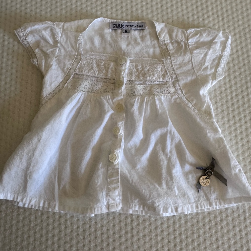 Patrizia Pepe White Blouse with Smocked Detail